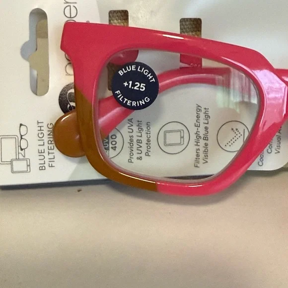 peepers blue light filtering pink tortoise frame reader glasses. +1.25. - Picture 5 of 5